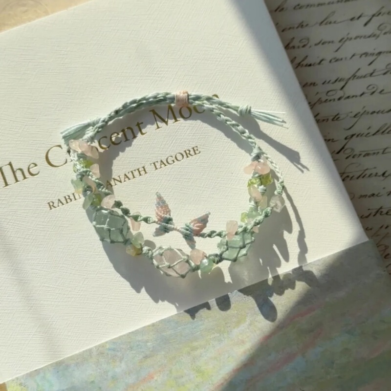 New Chinese-Style Monet Garden Butterfly Pebble Bracelet Healing Forest-Style Woven Bracelet Xiaohongshu Same Style Accessory