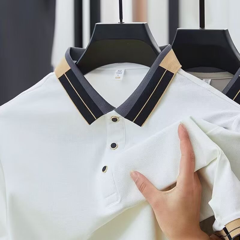 Summer Men's Short-Sleeved T-Shirt 2025 New Lapel Polo Shirt Casual Versatile Middle-Aged Top Half-Sleeved Dad