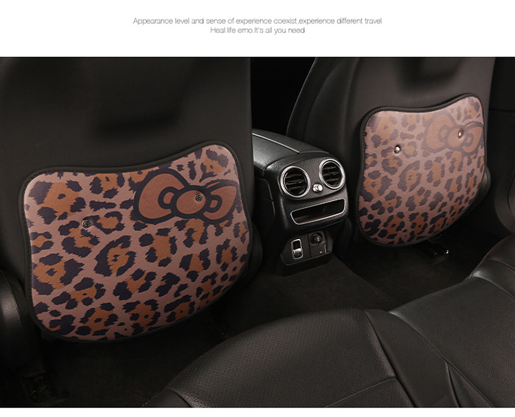 Car Anti-Kick Pad Kidsren's Seat Back Anti-Kick Pad Leopard Print Kt Cat Heart Bow Seat Back Anti-Fouling Anti-Rubbing Pad