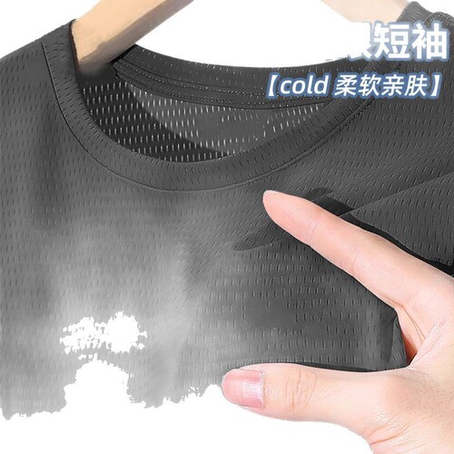 Mesh Ice Silk T-Shirt for Men - Summer Quick-Drying Short-Sleeve Athletic Top - Men's Half-Sleeve - Wholesale and Casual Wear - Versatile
