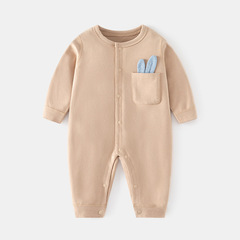 Baby Bodysuit Long Sleeve Newborn Boneless Spring and Autumn Pure Cotton Hanger for Boys and Girls Children Floral Edge Crawling Suit