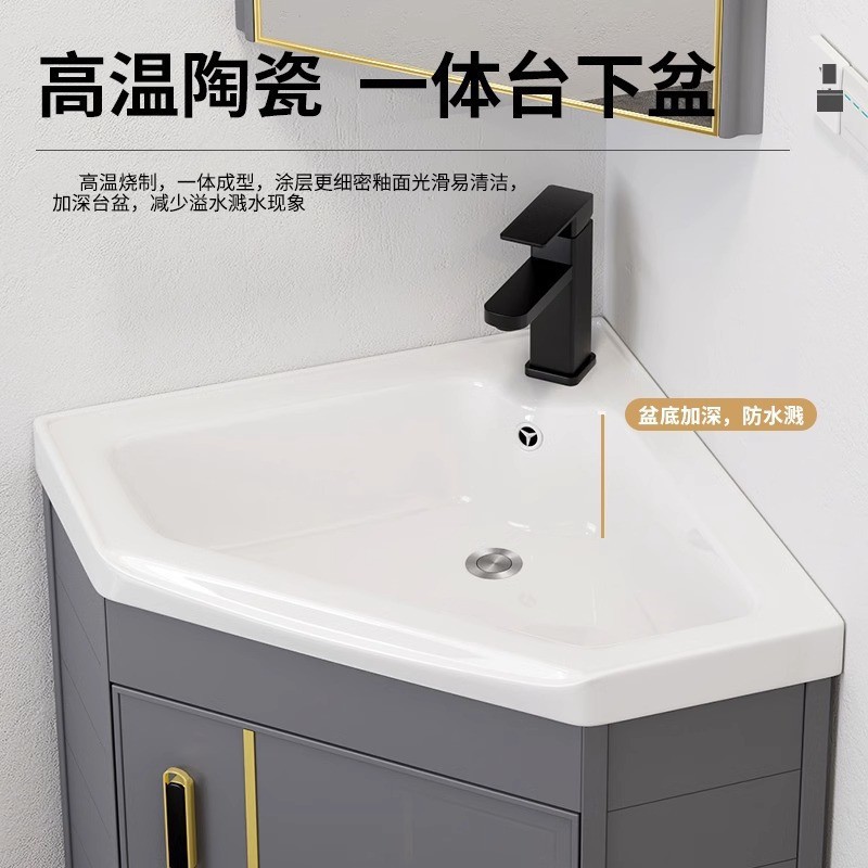 Piso lavabo gabinete combinación pequeño apartamento baño triángulo mesa de lavado esquina lavabo piscina