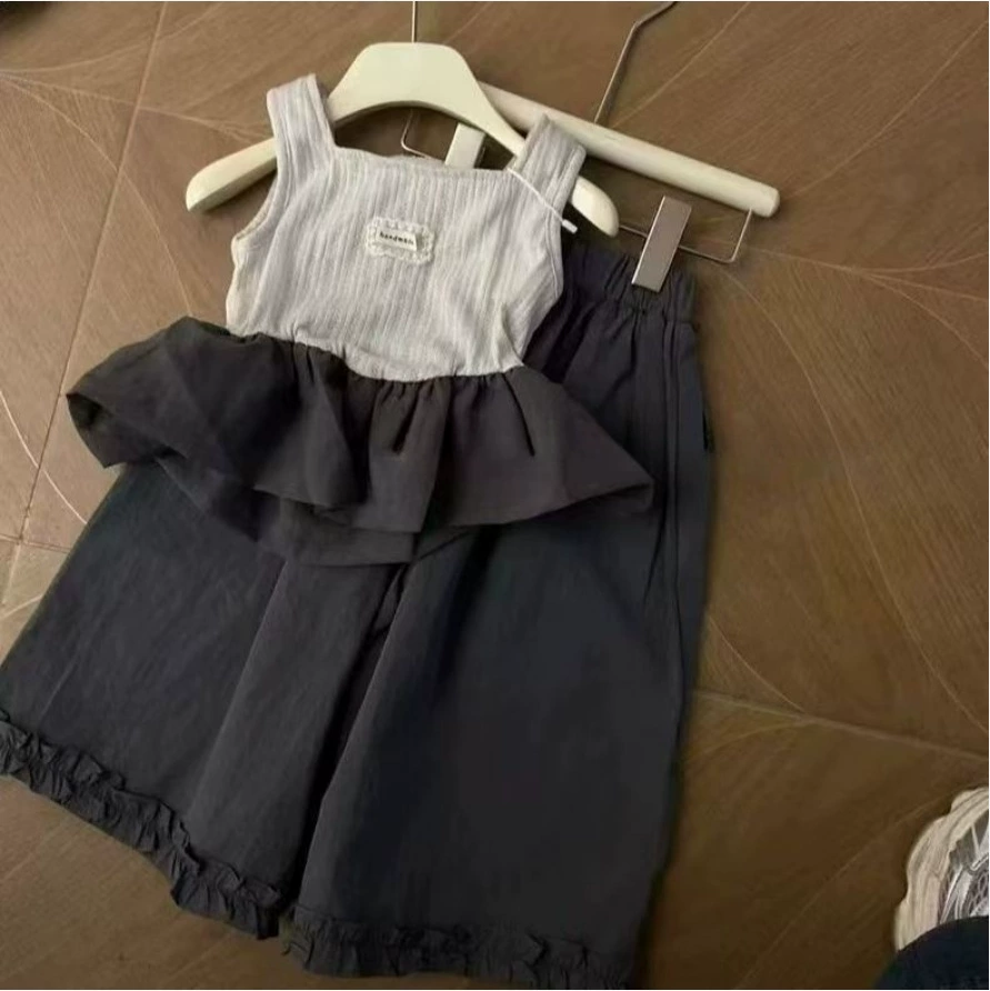 Летний комплект, детская блузка с чашками, брюки, жилет, детская одежда, оптом