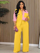 D 78276 Color Block Pocket Shirt Set ƴɫ�ڴ��r�����b ��