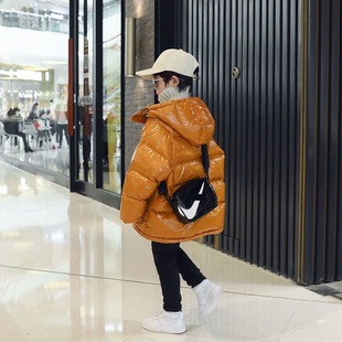 Boys' Bright Face Down Cotton-padded Jacket Children's Coat 2022 New Fashionable Mid-big Children's Western Style Cotton-padded Coat Korean Style Cotton-padded Coat Winter Clothes