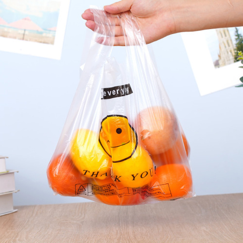 Transparent smile bag wholesale vest bag takeout packing bag food packaging bag plastic hand-held convenient plastic bag