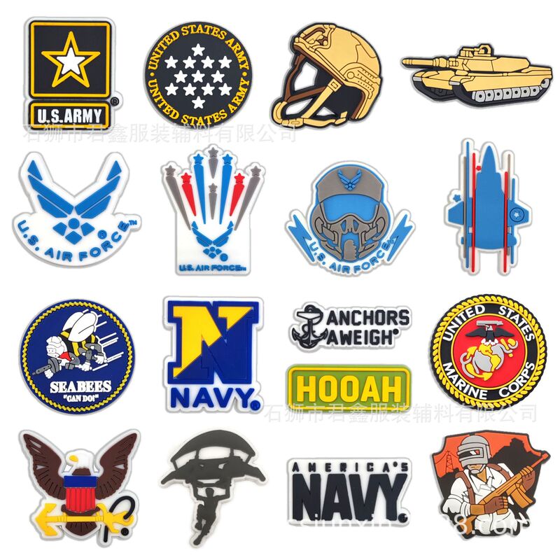 Hole shoes slippers decorative buckle DIY soft rubber buckle PVC patch Air Force Army tank helmet shoe buckle shoe flower
