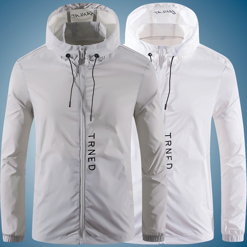 Outdoor hooded sun protection suit for men's summer thin style solid color casual trend Korean version handsome_viptrois.com