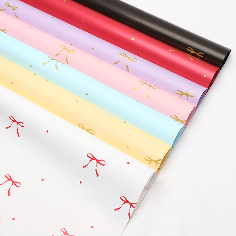 Papel de regalo con nudo de flor, lazo de corazón, materiales para envolver ramos, regalo DIY, suministros para floristería