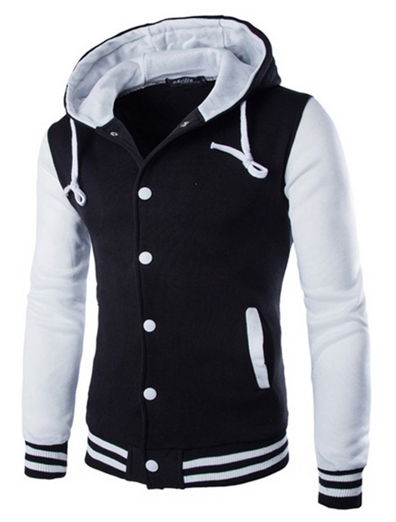 Chaqueta de béisbol con capucha estilo europeo y americano para hombre, ajustada, tipo cárdigan, sudadera corta de forro polar W869