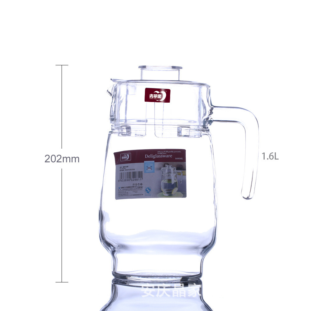 Lemeya vidrio resistente al calor hervidor de agua fría agua manzana verde engrosado jar de jugo tetera flor logotipo al por mayor