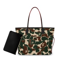 来图制定迷彩绿图案印花PU包一件代发Tiktok热卖女士手提大包