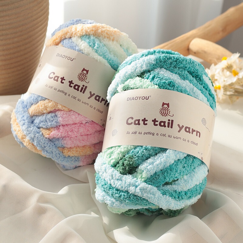 Cross-border extra-thick cat tail yarn sausage yarn for handmade knitting of scarves, cushions, blankets, pet beds, finger yarn DIY Cross-border extra-thick cat tail yarn sausage yarn for handmade knitting of scarves, cushions, blankets, pet beds, finger yarn DIY