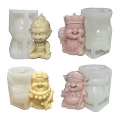 diy西遊記四人像唐僧悟空沙僧八戒香薰石膏滴膠擺件蠟燭硅膠模具