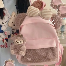 日系可琦安狗卡通背包可爱蝴蝶结软妹少女双肩包校园风大容量书包