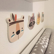 INS北欧风儿童房装饰墙贴家居木塑动物壁挂狐狸墙贴卡通衣柜壁饰