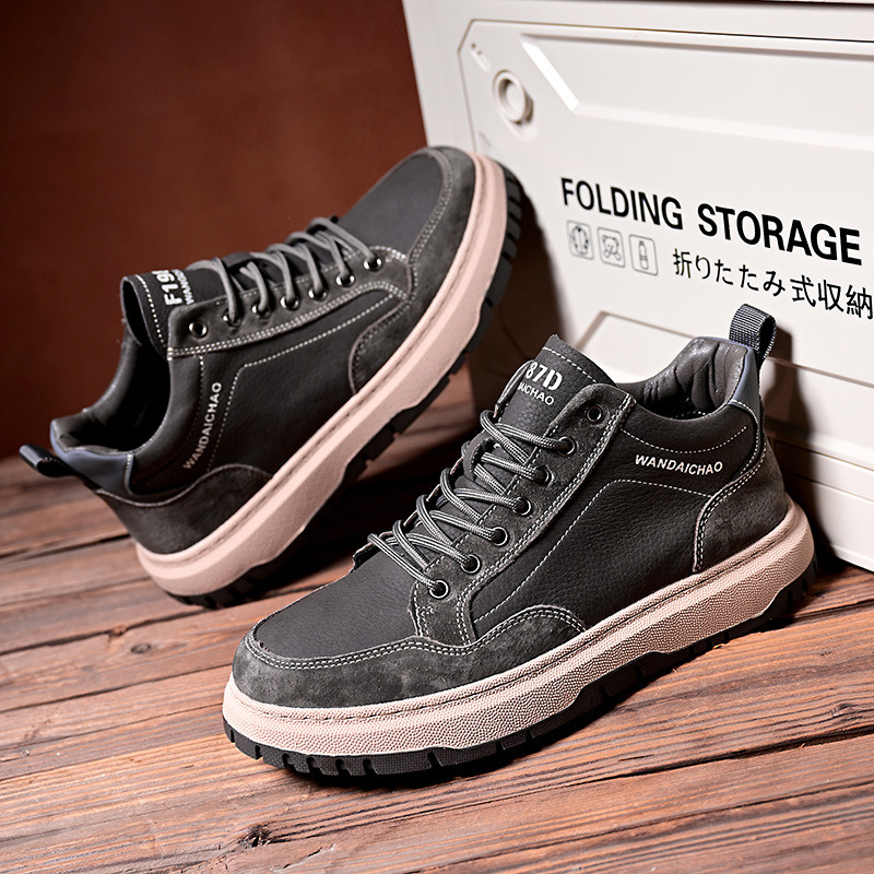 Zapatos de hombre 2023 Verano nuevos zapatos de cuero casuales antideslizantes transpirables tendencia de trabajo negro zapatos planos deportivos para hombres