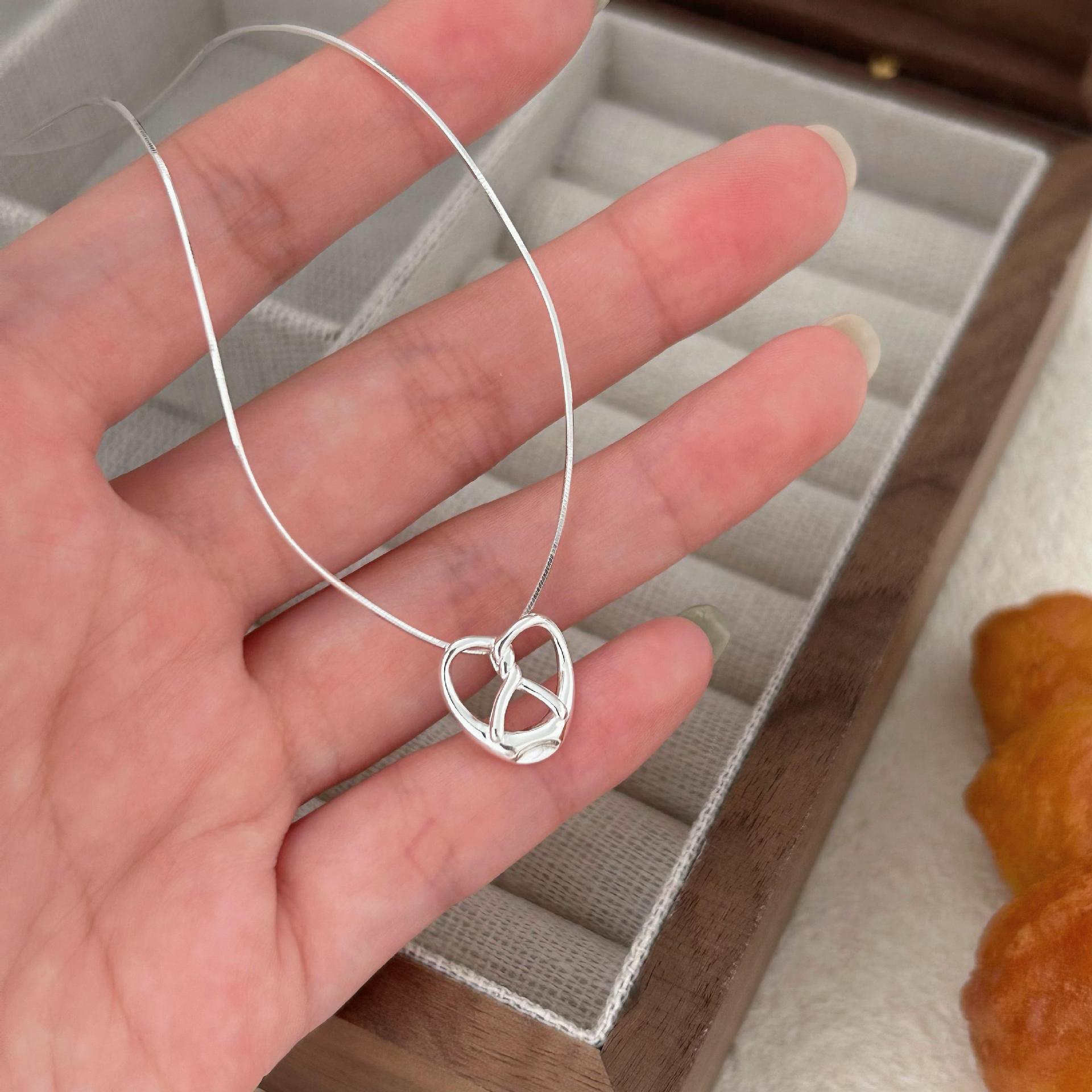 1 Piece Quantity Holiday, Daily Occasion 925 Sterling Silver Plating Heart Shape Pendant Necklace