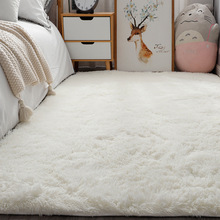 白色毛绒地毯卧室床边毯少女ins风拍照背景毯子客厅满铺长毛地垫