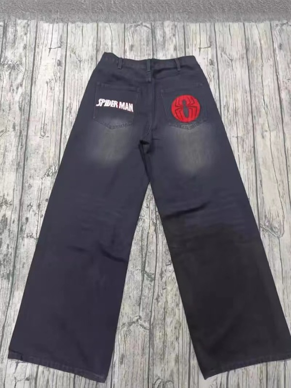 ゆるいジーンズ男街頭直筒ジーンズ刺繍レトロ原宿アメリカメーカー直販子ズボン|undefined