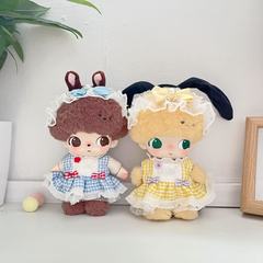 仅娃衣】毛绒挂件DIMOO搪胶衣服布鲁托娃发带款格子蓬蓬裙套装萌