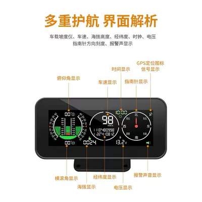 Compass Clock Modified Inclinometer, Vehicle HUD