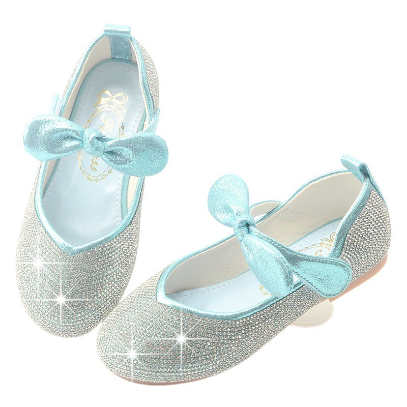 Корейская женская кожаная обувь Принцессы обувь Frozen обувь детская розовая одиночная обувь с блестками на липучке