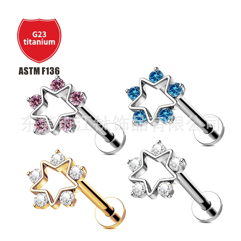 Pointed titanium steel lip stud product view
