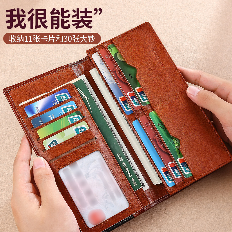 Cartera de cuero para hombre 2025 nueva billetera larga tarjeta de almacenamiento bolso de plata billetera embrague regalo wallet