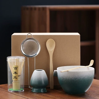 陶瓷窑变抹茶碗带嘴打抹茶工具刷日本点茶碗抹茶杯搅拌器茶筅套装