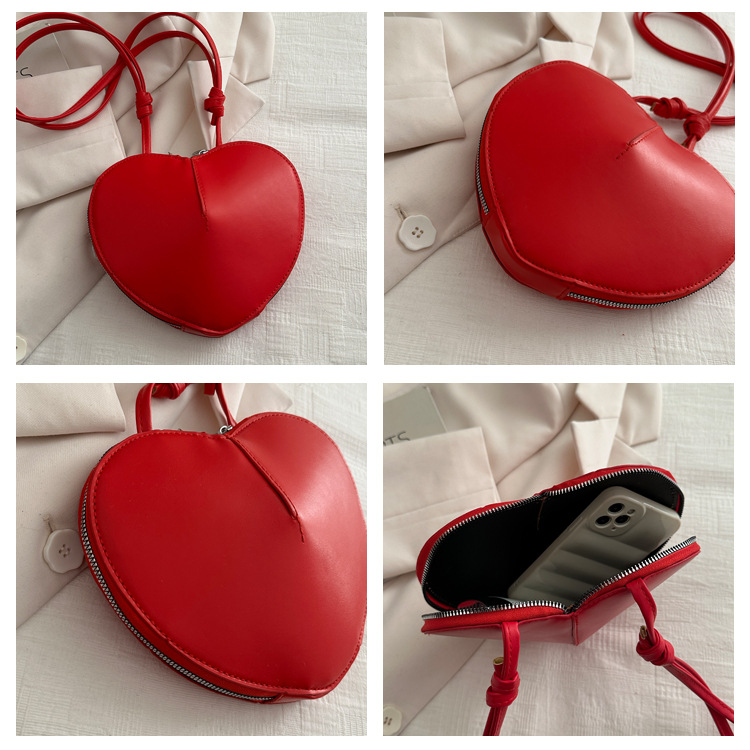 Women's PU Heart Shape Basic Classic Style Sewing Thread Heart-shaped Zipper Underarm Bag display picture 2