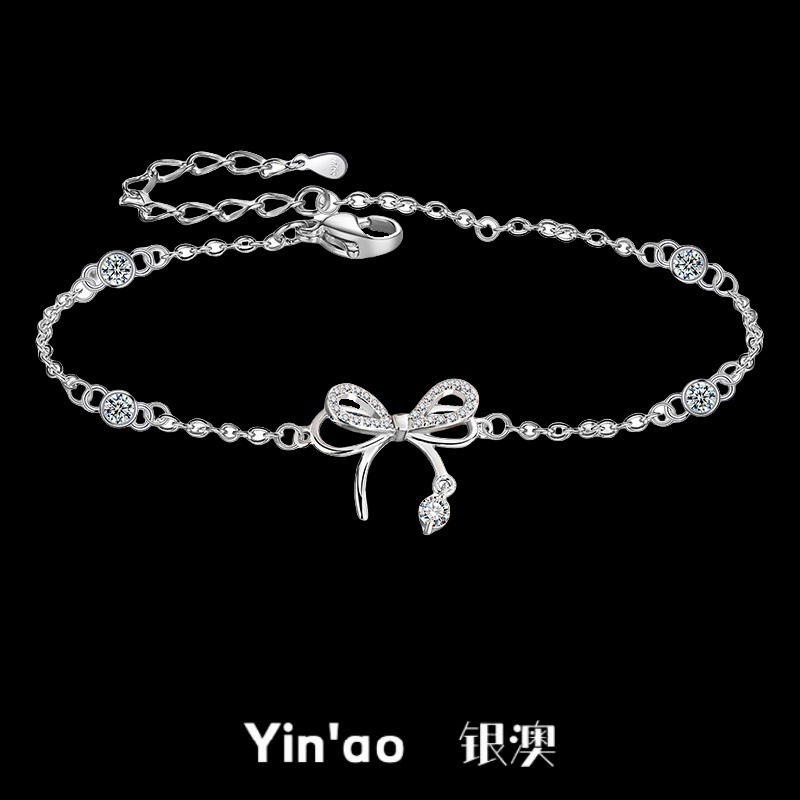 S925 シルバーブレスレット女性の卸売ニッチ甘い弓韓国スタイルシンプルな個性ハイエンドジュエリー甘いファッション|undefined