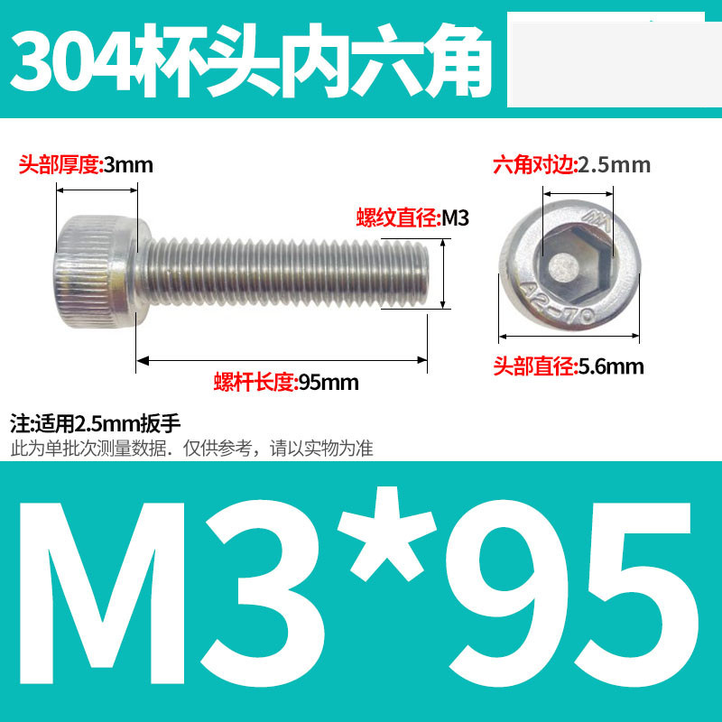 304ステンレス鋼六角穴付きネジカップヘッドDIN912円筒頭精密M1.4M1.6M2M2.5M3M4M5