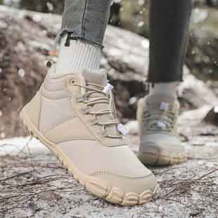 New Cross-border Five-finger Men's Snow Boots Barefoot fleece-lined Thickened Hiking Shoes Women's Waterproof Non-slip Warm Cotton Shoes