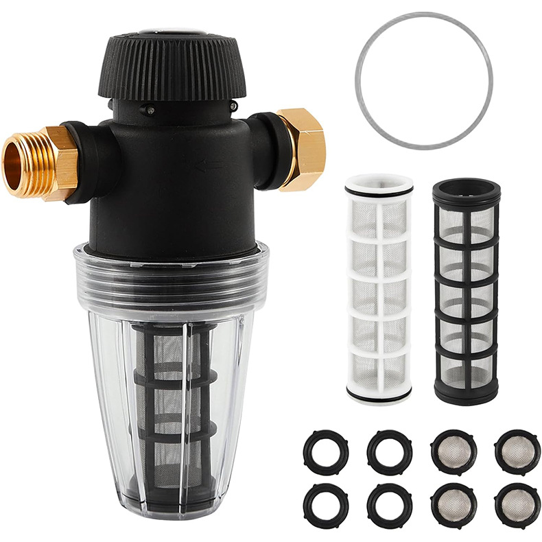 跨境批发清洗机前置过滤器美式螺纹3/4接口花园水管进 水滤芯滤网