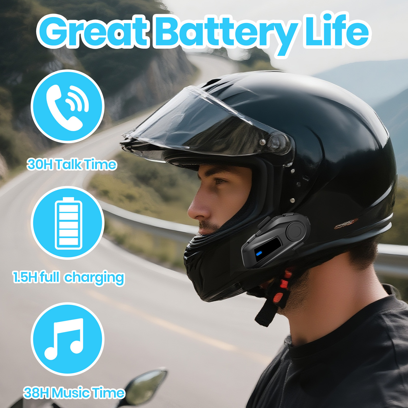 Neutral S6 Helmet Bluetooth Headset Motorcycle Helmet Headset Riding Headset Noise-Canceling Headset 3-Person Intercom
