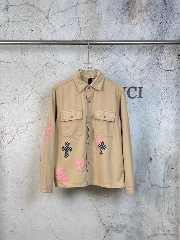 Trendy Ch Sanskrit Cross Patchwork Leather Work Shirt High Street Multi-Pocket Functional Versatile Trendy Unisex Jacket