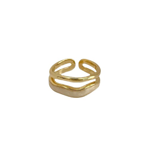 White Fritillaria Double Layer High-End Versatile Light Luxury Ring Unique Design Index Finger Ring  New Trend Fashion Personality