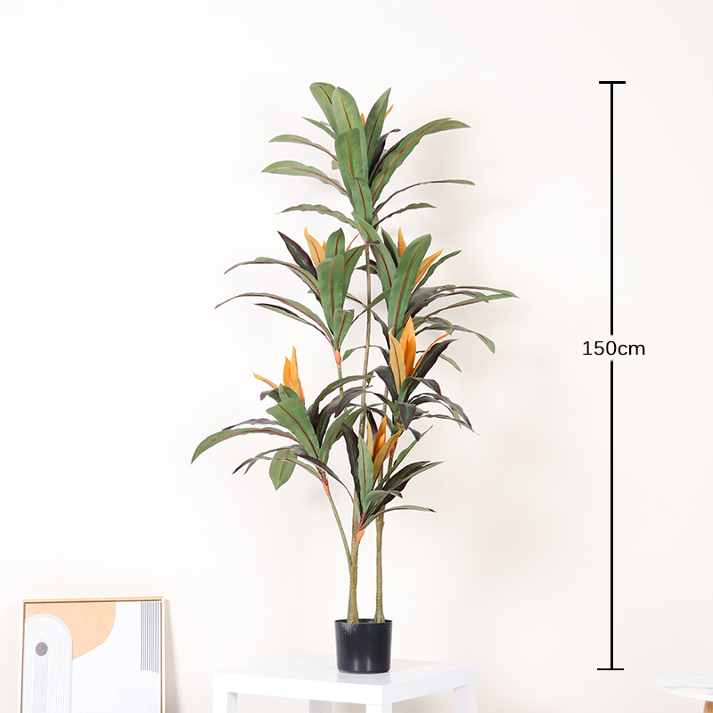 Simulación de plantas verdes Sensación avanzada Simulación de borde rojo Hierro Árbol falso Planta en maceta Sala de estar Interior Decoración Decoración Paisaje de plantas biónicas