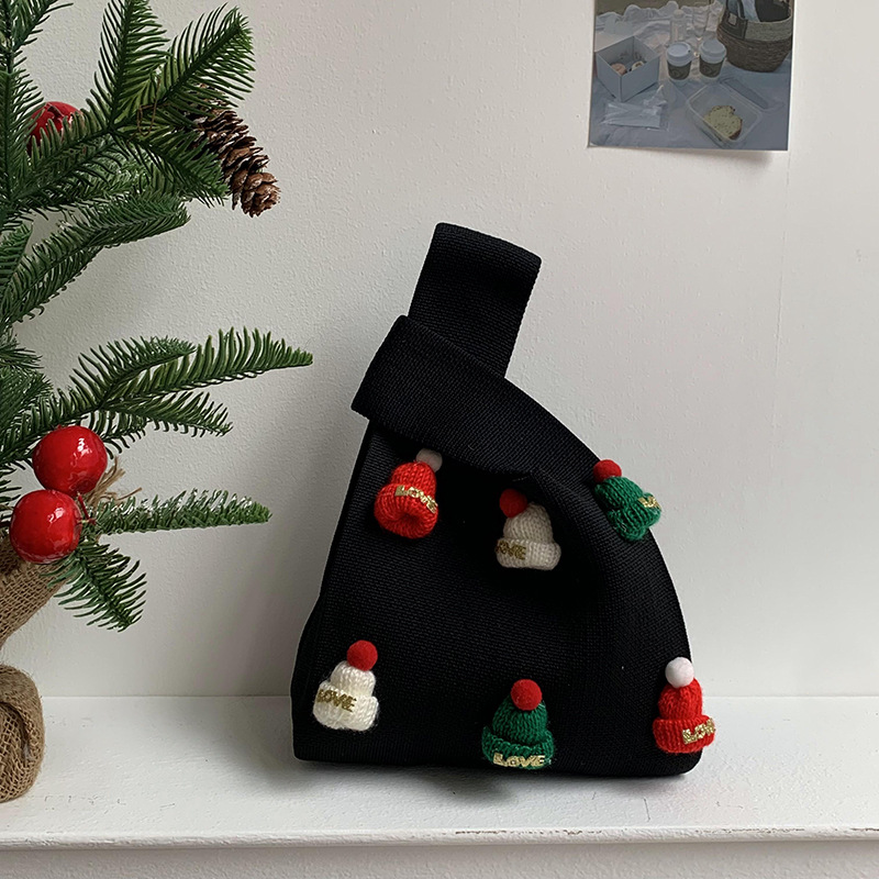 Bolsa de mochila para mujeres versátil 2025 nuevo bolso de regalo de navidad sombrero tridimensional nicho bolso de hombro de punto