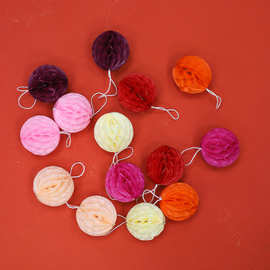 新年春节彩色蜂窝小灯笼装饰福桶年宵花礼盒挂饰节日氛围点缀装扮