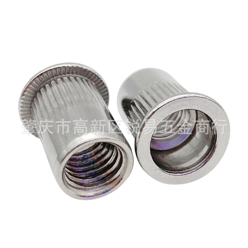 公制/美制304不锈钢平头拉铆螺母M3-M12 沉头竖纹通孔铆接件螺帽