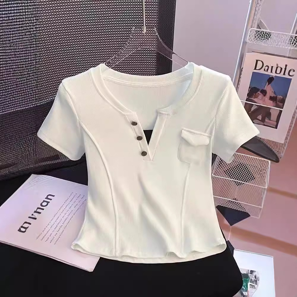 2-300 kg de tamaño extra grande moda estilo occidental falso dos camisetas de manga corta para mujer, hombros de verano, camiseta delgada de media manga