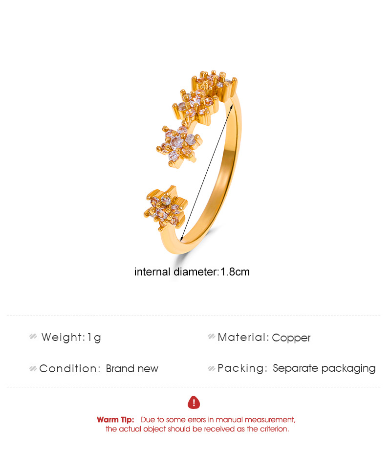 Fashion Simple Rhinestone Inlaid Six-Pointed Star Open Adjustable Ring