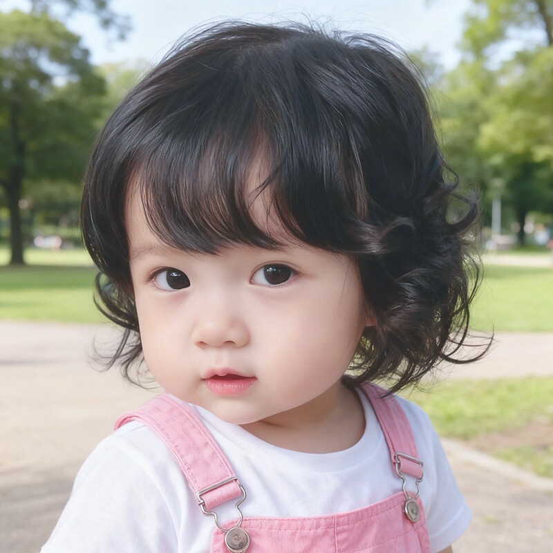 Children's wig baby girl cute short curly hair can be neat can be oblique bangs simulation hair full head cover factory in stock direct sales Children's wig baby girl cute short curly hair can be neat can be oblique bangs simulation hair full head cover factory in stock direct sales