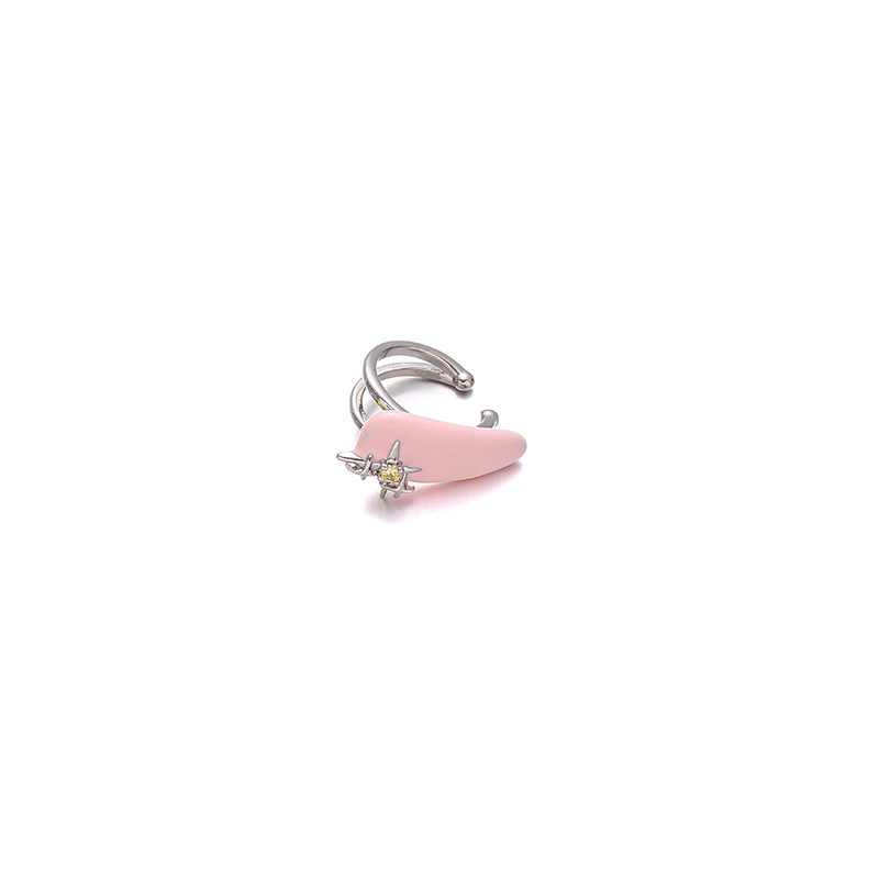 Japón y Corea del Sur dopamina color esmalte frío nicho de diseño original amor incrustado zircon diseño sin agujeros de orejas clip de hueso de orejas