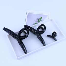 黑色抓夹发夹大中小号手工DIY发卡简约百搭后脑勺盘发鲨鱼夹批发