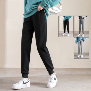 Women's Sweatpants 2025 Spring and Winter New Loose High-Waisted Fleece-Lined Casual Pants Gray Slimming Sports Pants