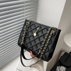 2024新款潮時尚菱格鏈條斜挎包高級感女士包包夏季質感單肩托特包