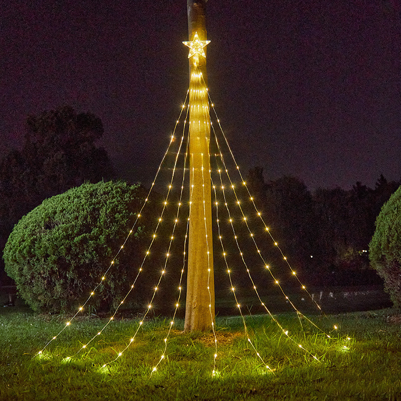 Lámpara de hilo de cuero led cadena de luz solar cadena de luz al aire libre romántico árbol de Navidad decoración lámpara de estrella de techo de árbol